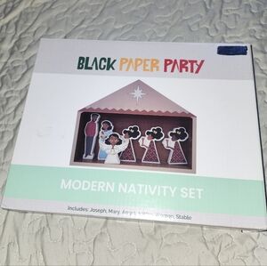 BLACK PAPER PARTY Modern Nativity Set